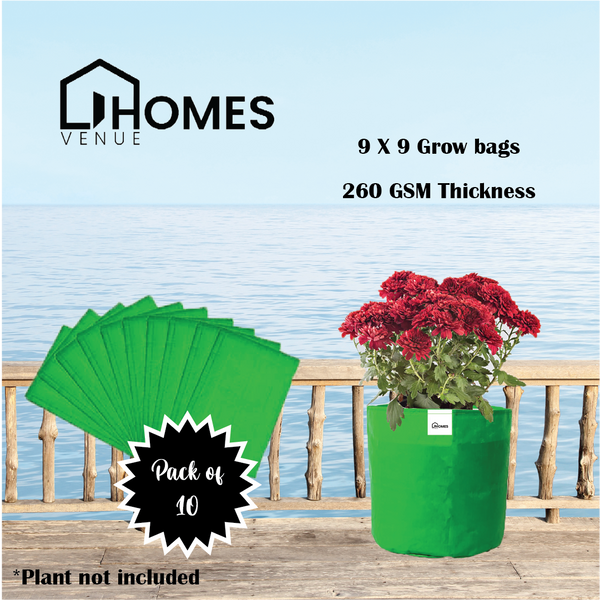 9x9 inches 280 GSM Grow Bags  for Flowers & Vegetables  | 10 Years Long Life