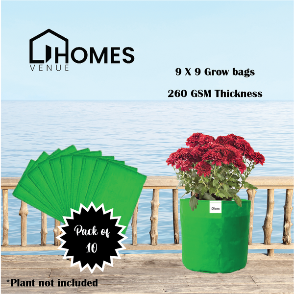 9x9 inches 260 GSM Grow Bags  for Flowers & Vegetables  | 7 Years Long Life