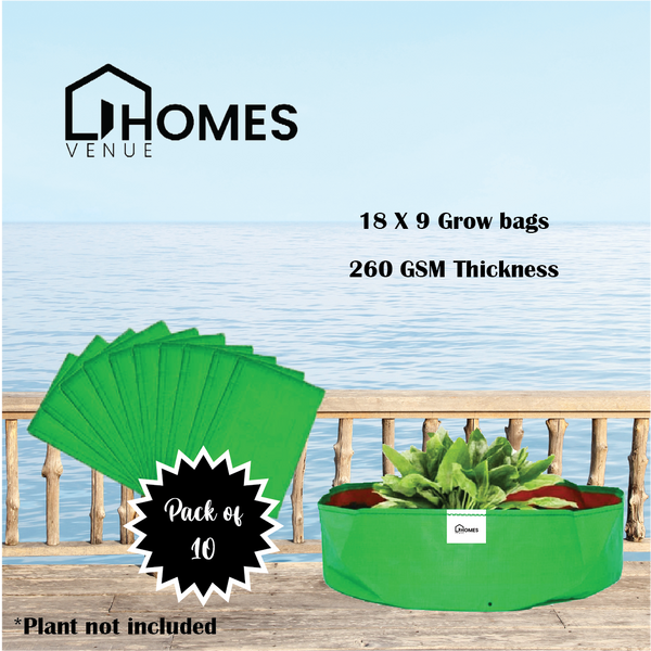 18x9 Inches 280 GSM Grow Bags for Leafy Vegetables, Herbs | 10 Years Long Life