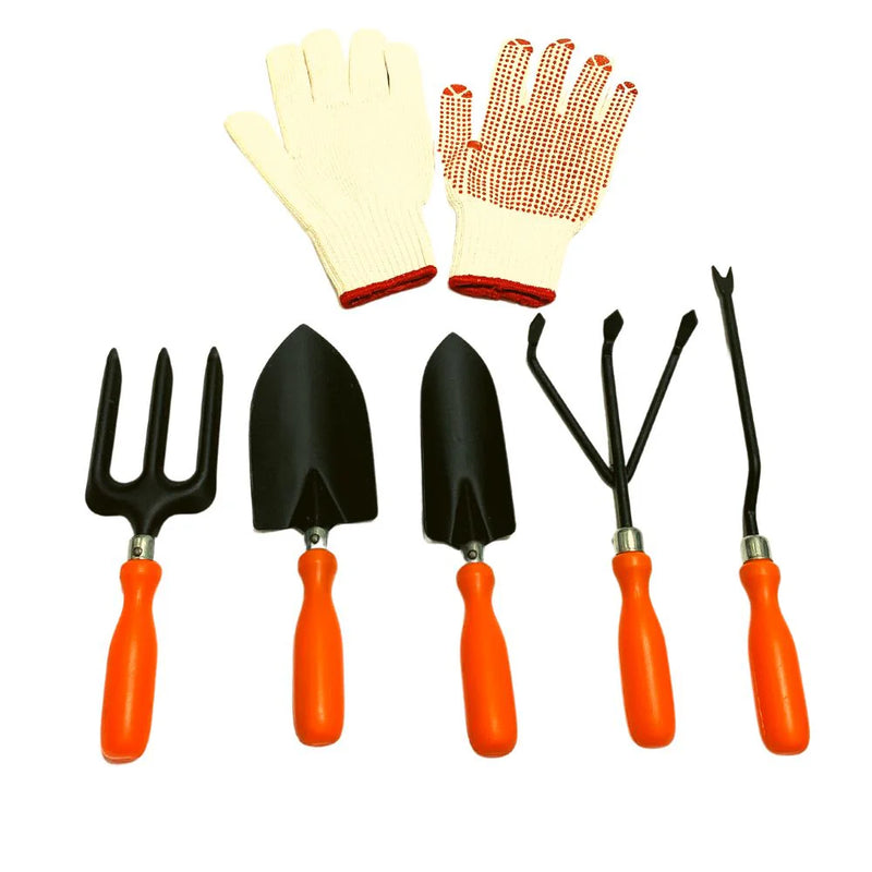 6 Pc Garden Tool Set with Garden Golves Premium Quality